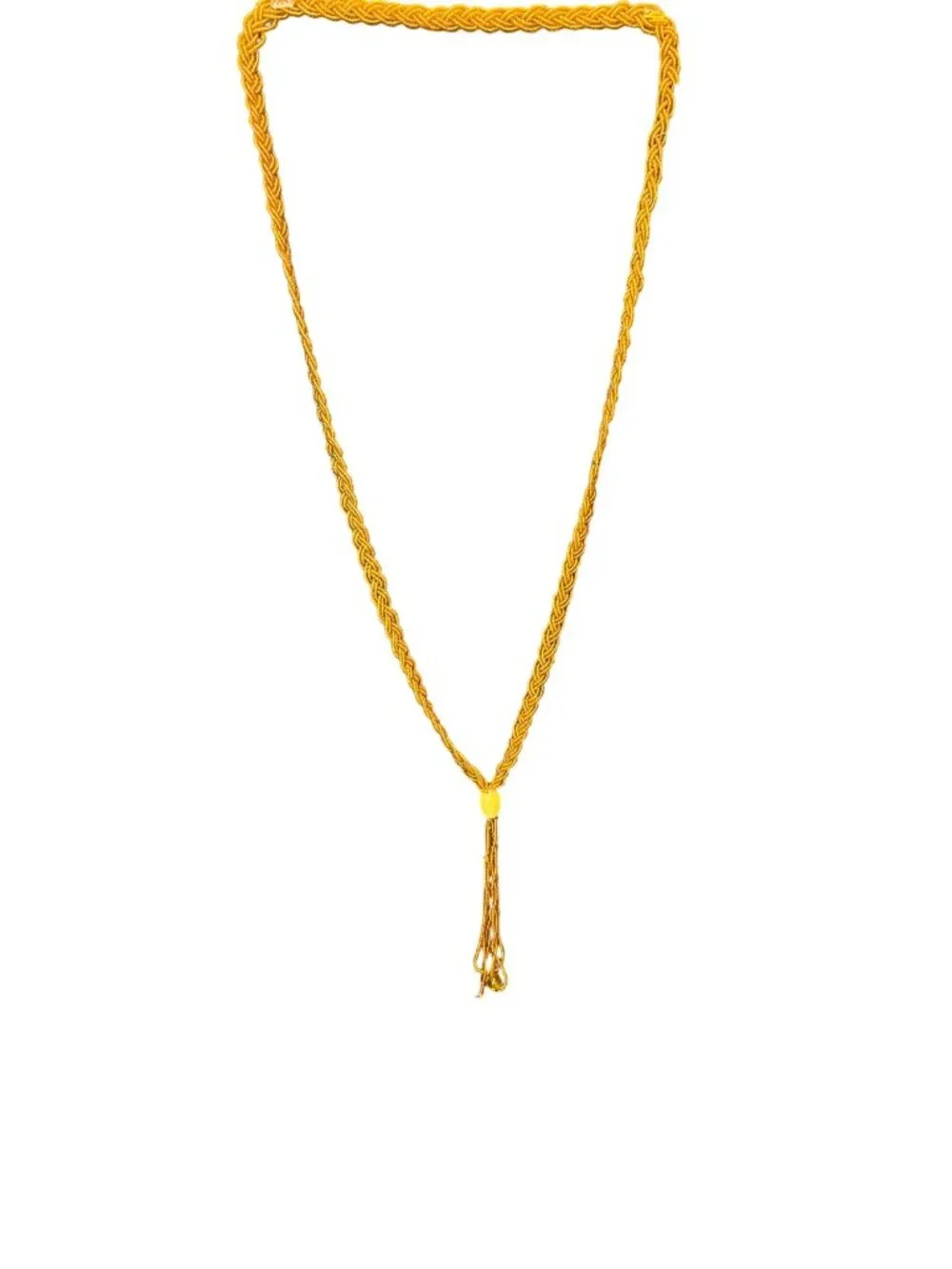 Vintage Gold Beaded Braided Necklace With Tassel Pendant  READ